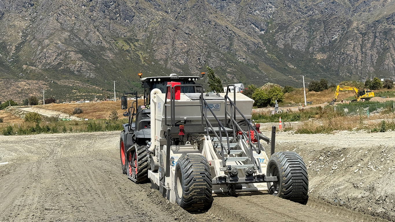 Staubfreie Bodenstabilisierung in Neuseeland